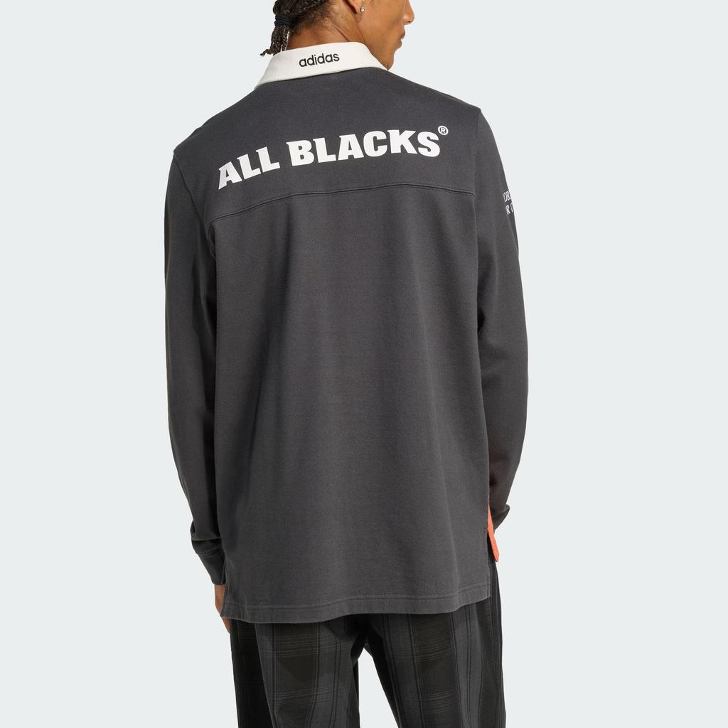 adidas Originals Rugby All Blacks Heritage Vintage Loose Fit Long Sleeve Polo Shirt Men Tops KG4638