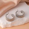 Elegant European C-Shaped Striped Earrings for Women - High-End, Unique, Light Luxury Accessory