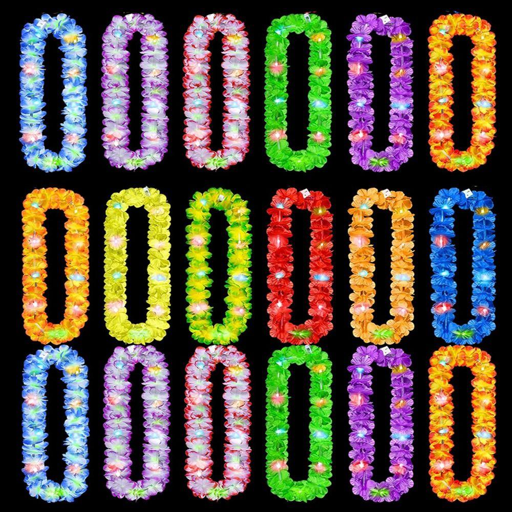 Beach Accessories Flower Wreath Multicolor Light Up Lei Hawai Floral Garland Party Supplies