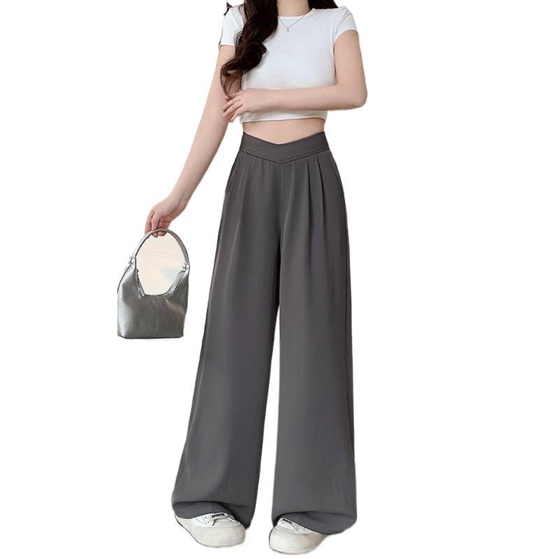 2026 Spring Plus Size High-Waisted Straight Leg Draping Casual Wide Leg Pants for Women