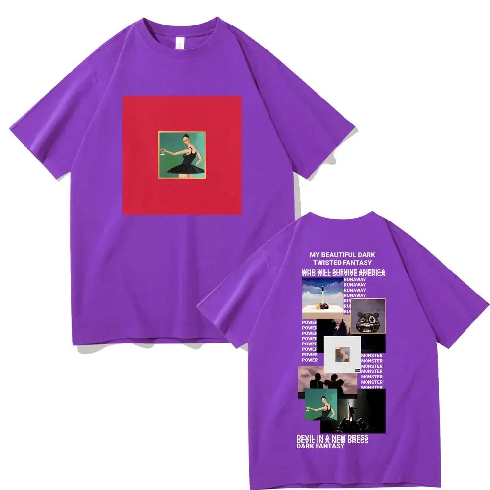 Raper Kanye West Moja Piękna Mroczna Pokręcona Fantazja Koszulka z Okładką Donda The College Dropout Koszulki Unisex Hip Hop Vintage Koszulka
