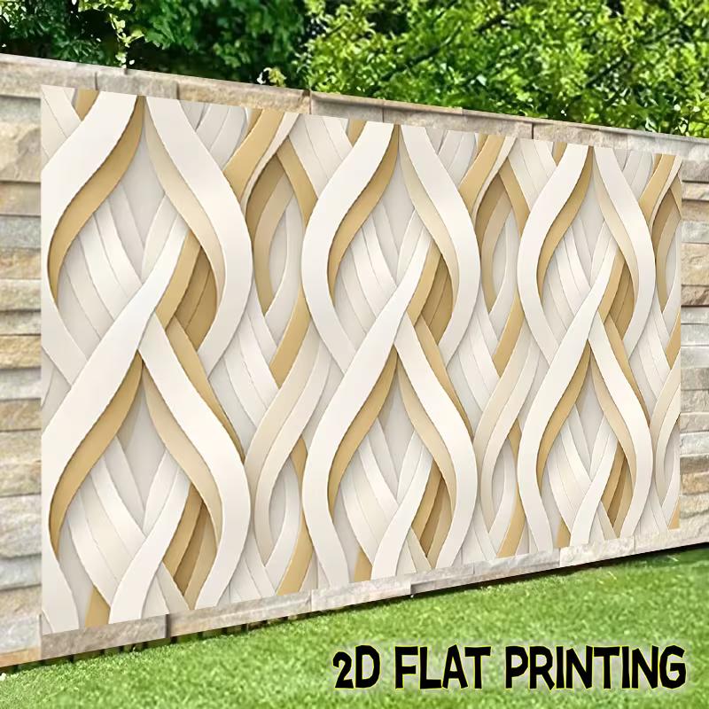 

2D Flat Neutral Banner, Cream and Gold Twisted Ribbon Geometric Background for Business Events 47.2x31.5inch/120*80cm