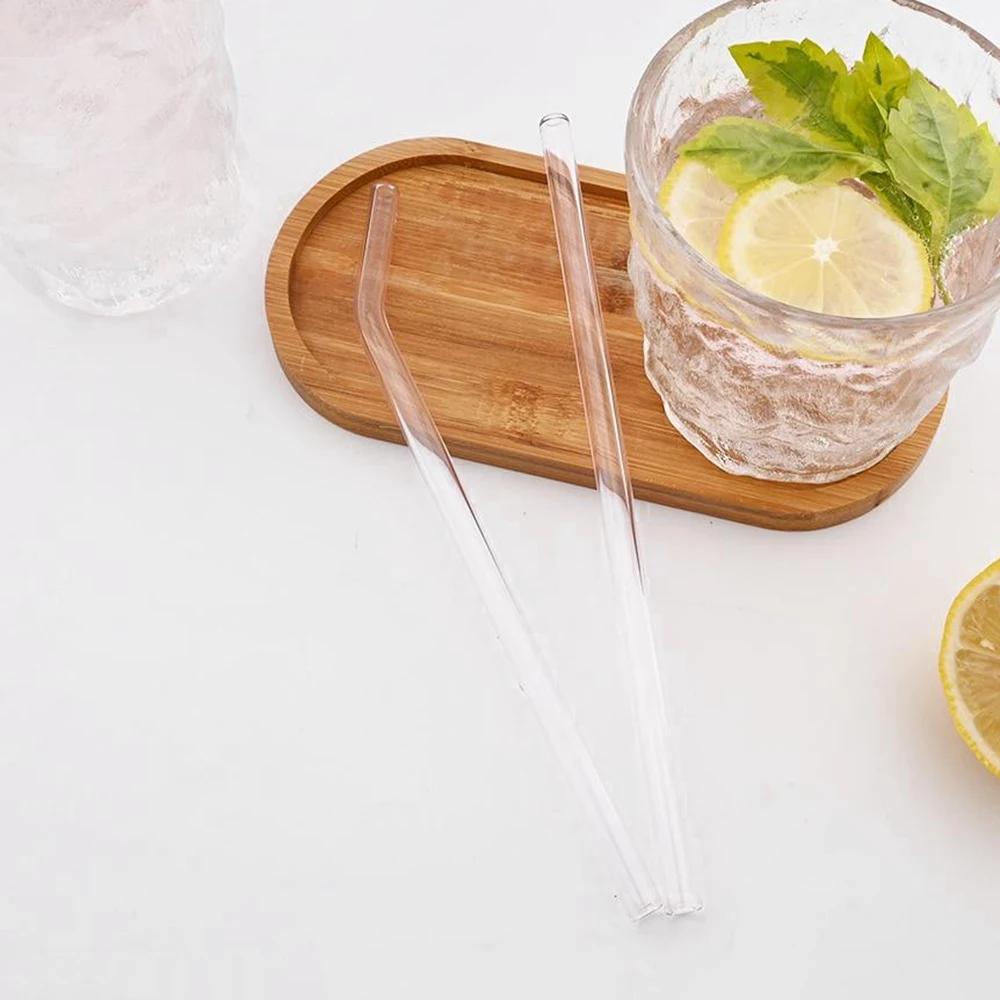 8mm High Borosilicate Glass Straw 3/5/10/11Pcs Reusable Eco Friendly Drinking Straws Set Bubble Tea Smoothies Bar Accessories