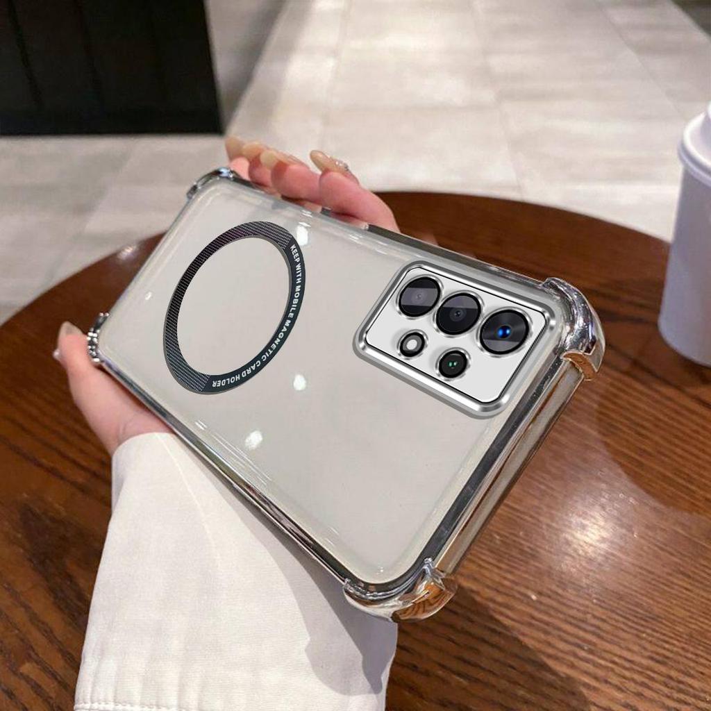 Case for Samsung Galaxy A53 5G,A52 4G/5G,A52S 5G Clear Magnetic Casing Electroplated Lens Frame Phone Cover