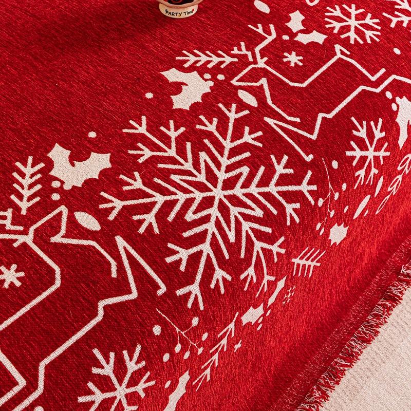  Christmas-Themed Sofa Cover All-Season Universal Full Cover Sofa Cover Red Festive Multifunctional Sofa Towel Cushion Cloth