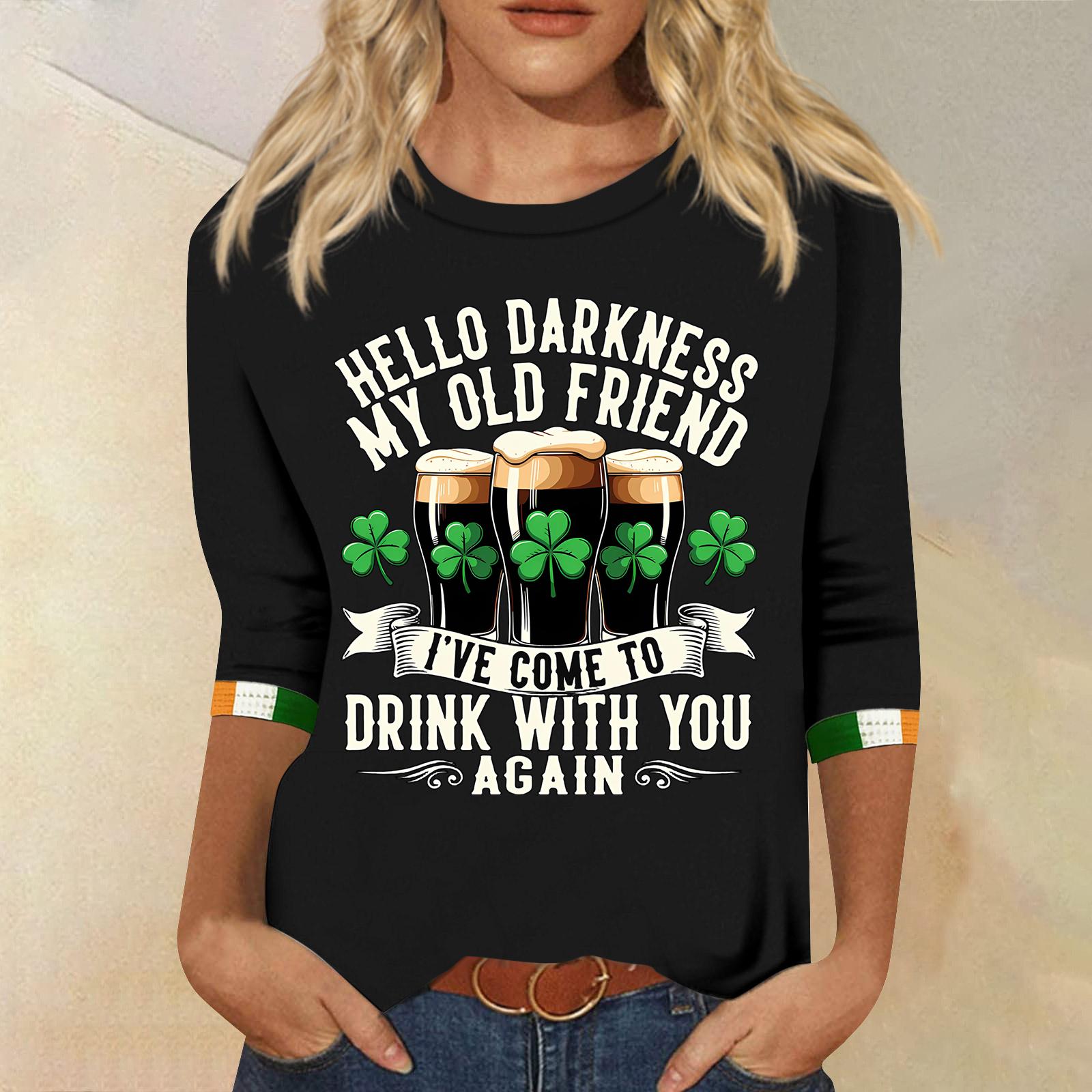 

Женская модная повседневная свободная футболка с круглым вырезом и рукавами 3/4 с принтом, женский топ S чёрный