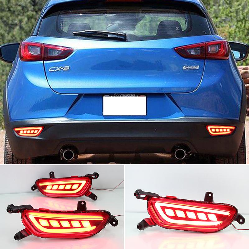 2PCS Reflector For Mazda CX-3 CX3 2015 2016 2017 2018 2019 2020 Car LED Rear Fog Lamp Brake Light Turn Signal Light