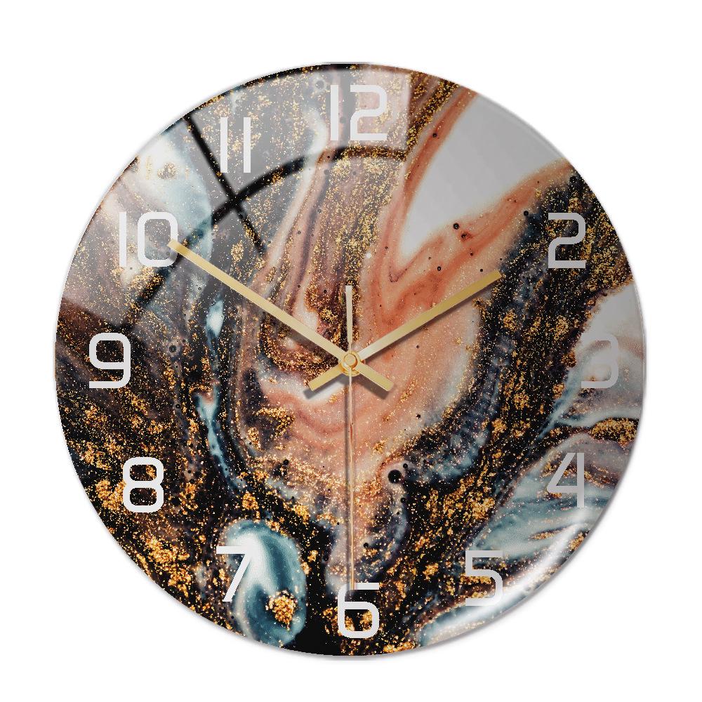 CC127-142 Luxurious Round Marble Wall Clock, 3D Creative Acrylic Design for Home Decor