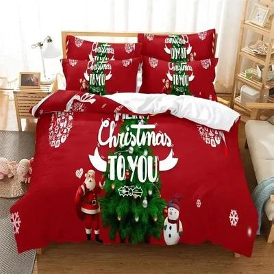 Luxuriöses Neues 3D-Druck Frohe Weihnachten Santa Bettwäscheset Jungen Mädchen Einzel- Queen-Size Bettbezug Bett Erwachsene Mode Heimtextil