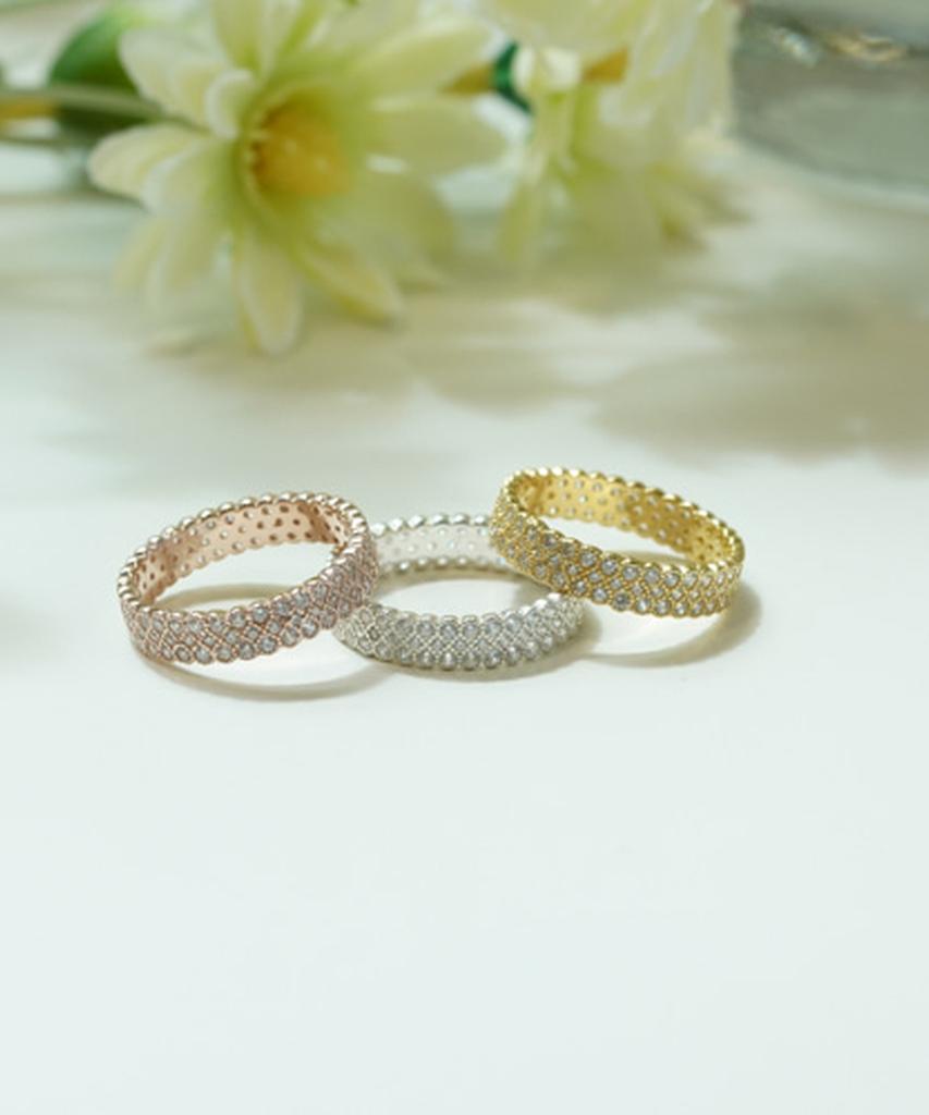 Alleun Silver 925 Thumb Layered Cubic Bold 3-Tier Ring