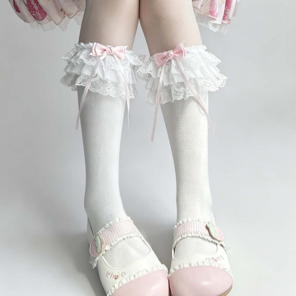 Japanese Lolita Cotton Ankle Socks With Lace Bows For Summer Comfort