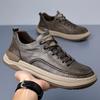 Hochwertige atmungsaktive Herren-Board-Schuhe aus echtem Leder - Lässige Outdoor-Sneaker für Frühling/Sommer mit dicken Sohlen, handgenähtes Design.