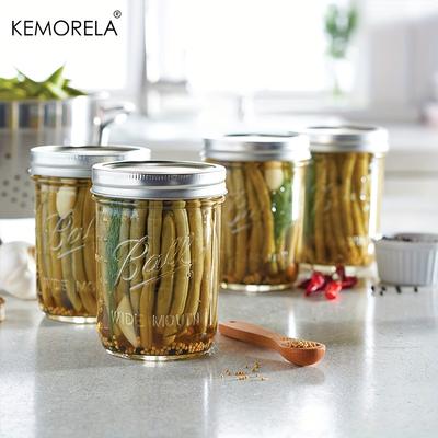 KEMORELA 2/4 Pezzi Barattoli in Vetro Mason a Bocca Larga con Coperchi - 470ML per Conserve Sottaceti Succhi Marmellata Gelatina Riutilizzabili Lavabili in Lavastoviglie