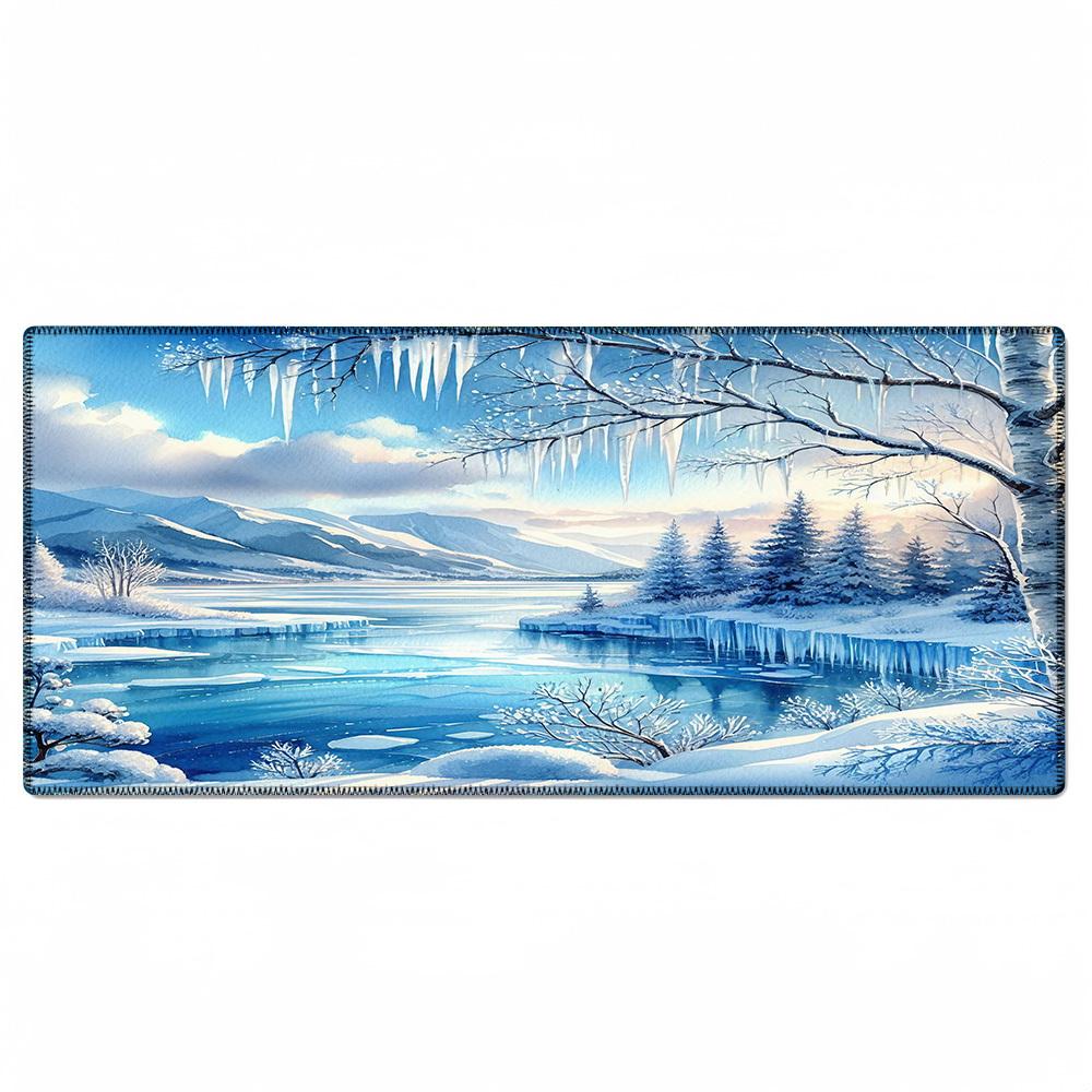 Large Blue Snow Scene Mouse Pad XXL for Gaming Office Home Durable Rubber desk pad for PC gamer office desk accessories table
