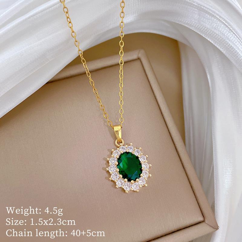Multi-Element Style Copper Micro-Inlaid Necklace Combination Female Real Gold Electroplated Exquisite Collarbone Chain