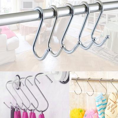 1/5/10Pcs Bathroom Home Kitchen Stainless Steel Clasps Hooks Storage Rack Hanger Hook S Shaped