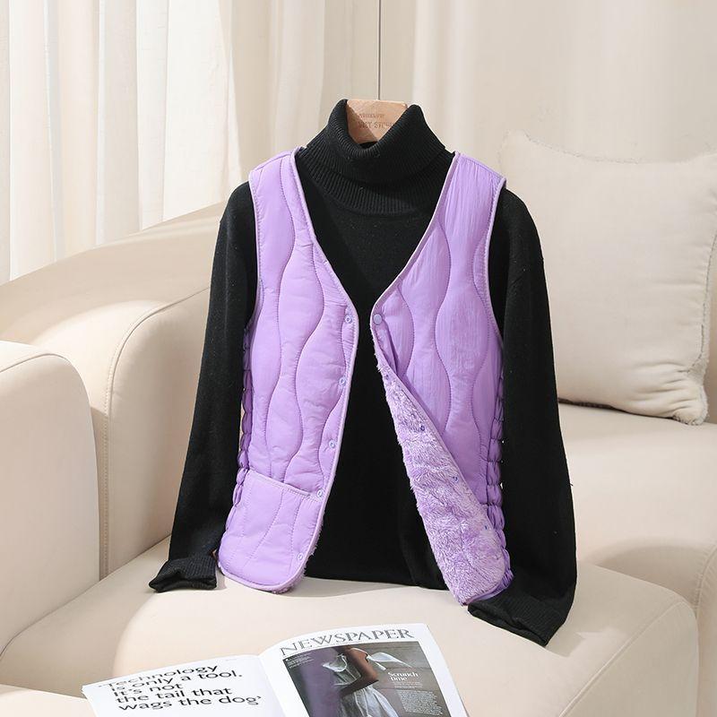 Down cotton vest women's velvet thickened new slim-fit short thermal liner collar bottomed light vest