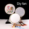 Silk-Cloth Fan 24cm Blank Tuan Fans DIY Fans Lightweight Portable Wood Hand Handle Handmade Round Fan for Birthday Party