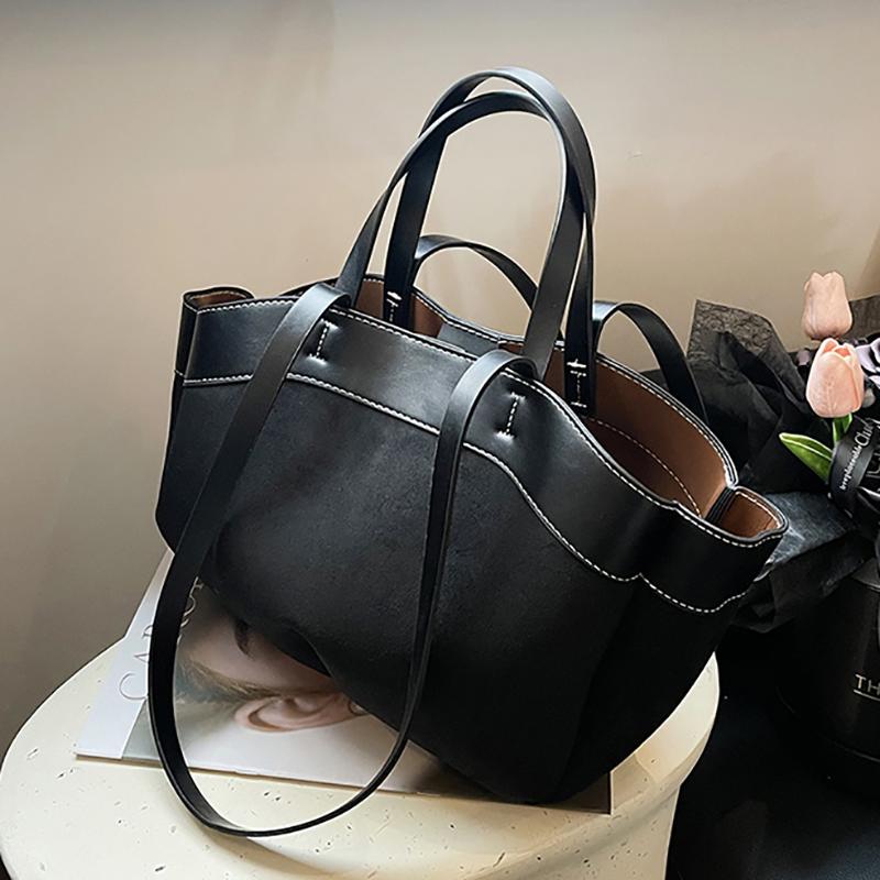 Fashionable Frosted Suede Women Shoulder Bag Mother-and-child Bag Large-capacity Bucket Bags Simple Versatile Bags Zipper Wallet