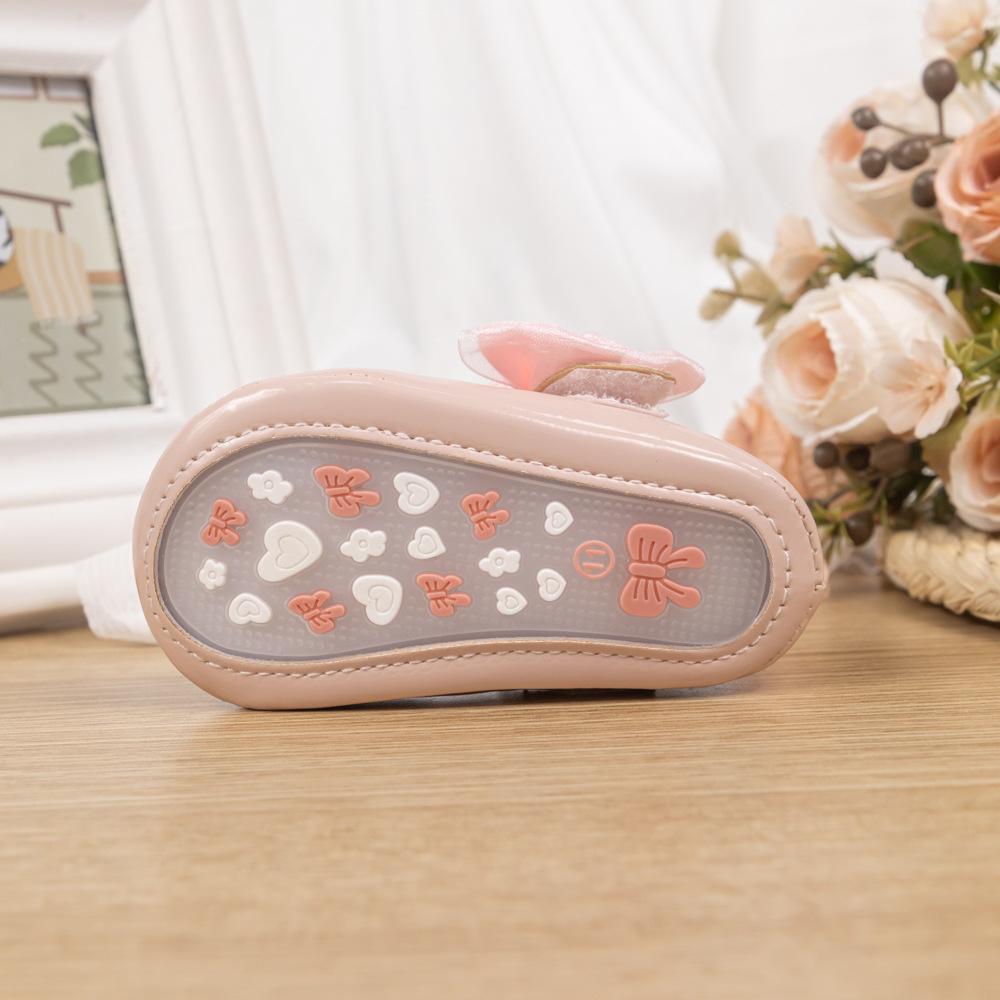 Spring & Autumn PU Soft Sole Bowknot Toddler Shoes - Breathable, Non-slip Magic Tape Princess Baby Shoes