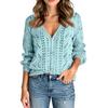 Women's Solid Color Long Sleeve Cutout V-Neck Knitted Cardigan Sweater