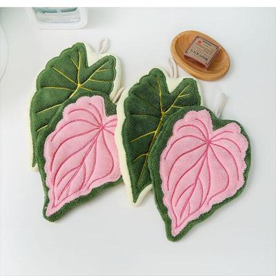 Leaf Wipe Hand Towel Coral Fluff Towel Kitchen Cleaning Household Soft Absorbent Creative Hanging Bathroom Hand Towel