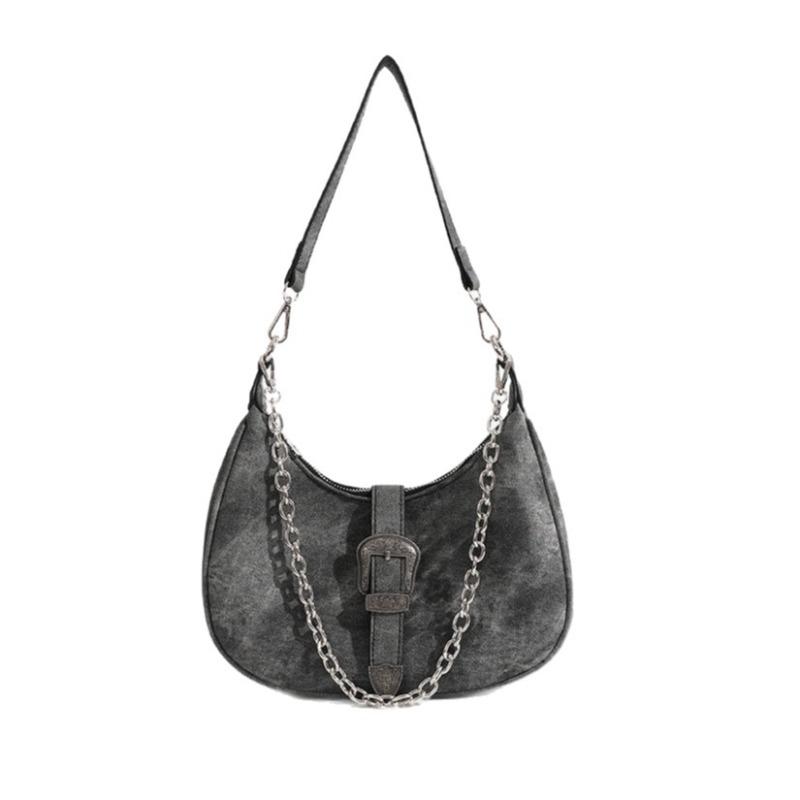 Versatile Fashion Trend New Moon Bag, Retro Crossbody Bag with Shoulder Strap and Chain Handle Bag