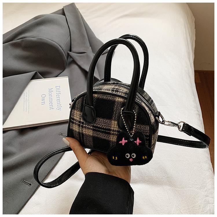 

Ретро шерстяная клетка новый тренд сумка-ракушка модная нишевая ретро сумочка высокого класса на одно плечо сумка-мессенджер чёрный