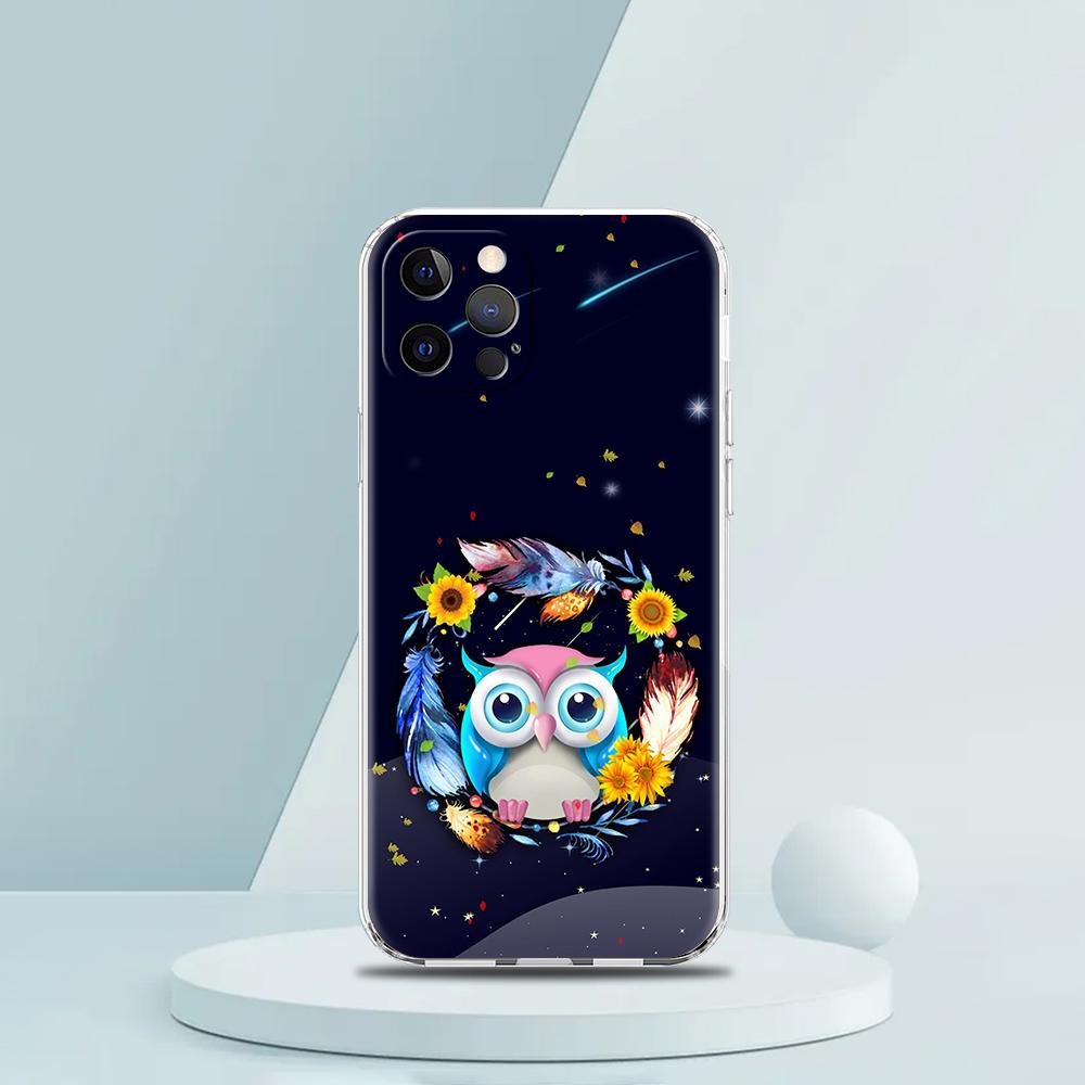 

Милый мультяшный чехол-сова для iPhone 16 15 14 13 12 Pro Max Прозрачный мягкий для iPhone 11 Pro Max 7 8 Plus XS XR Чехол Capas iPhone 14
