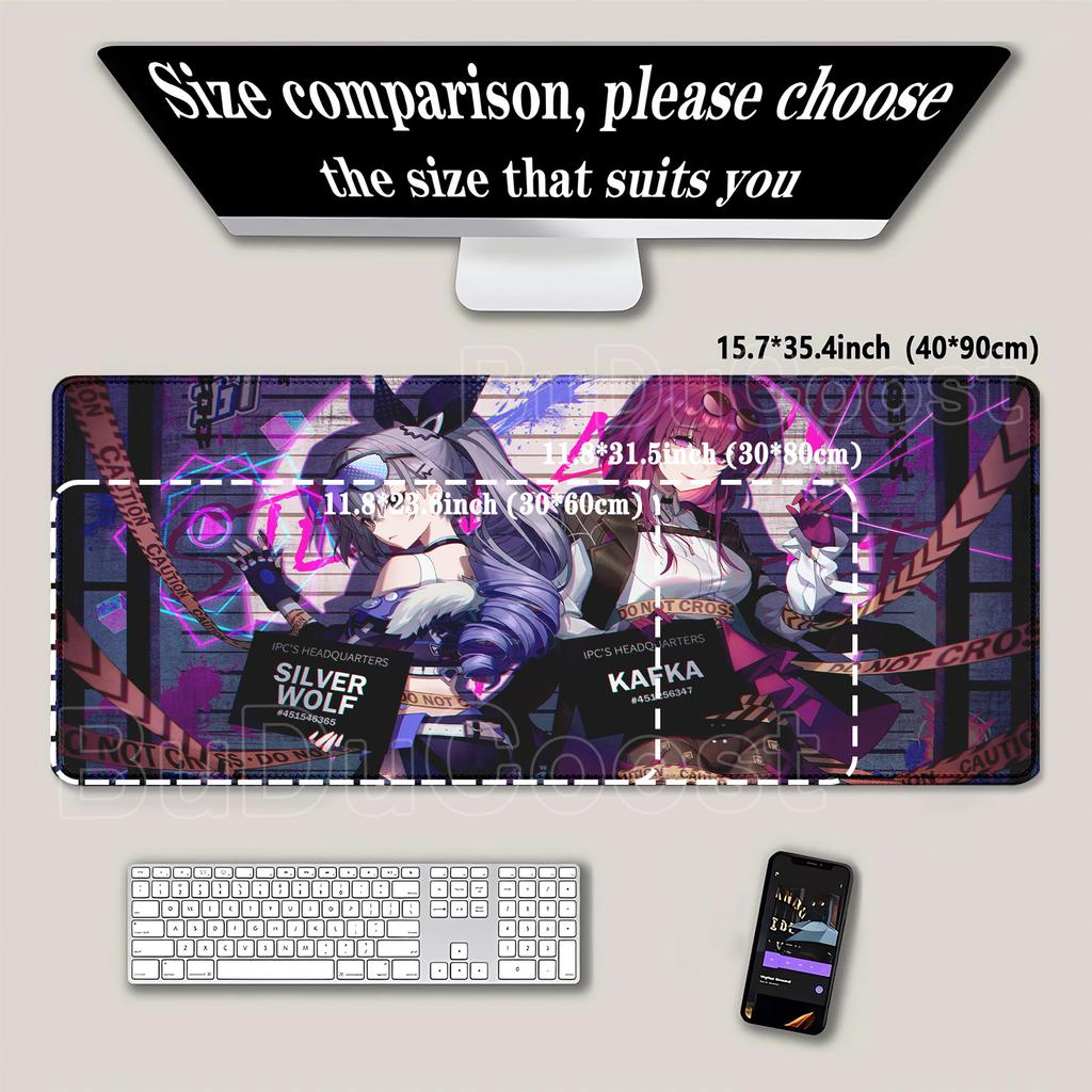 Mousepad HSR Silver Wolf LV.999 Honkai Star Rail PC Gaming Keyboard Mouse Pad Anime Girl Kawaii Office XXL HD Printing Desk Mat