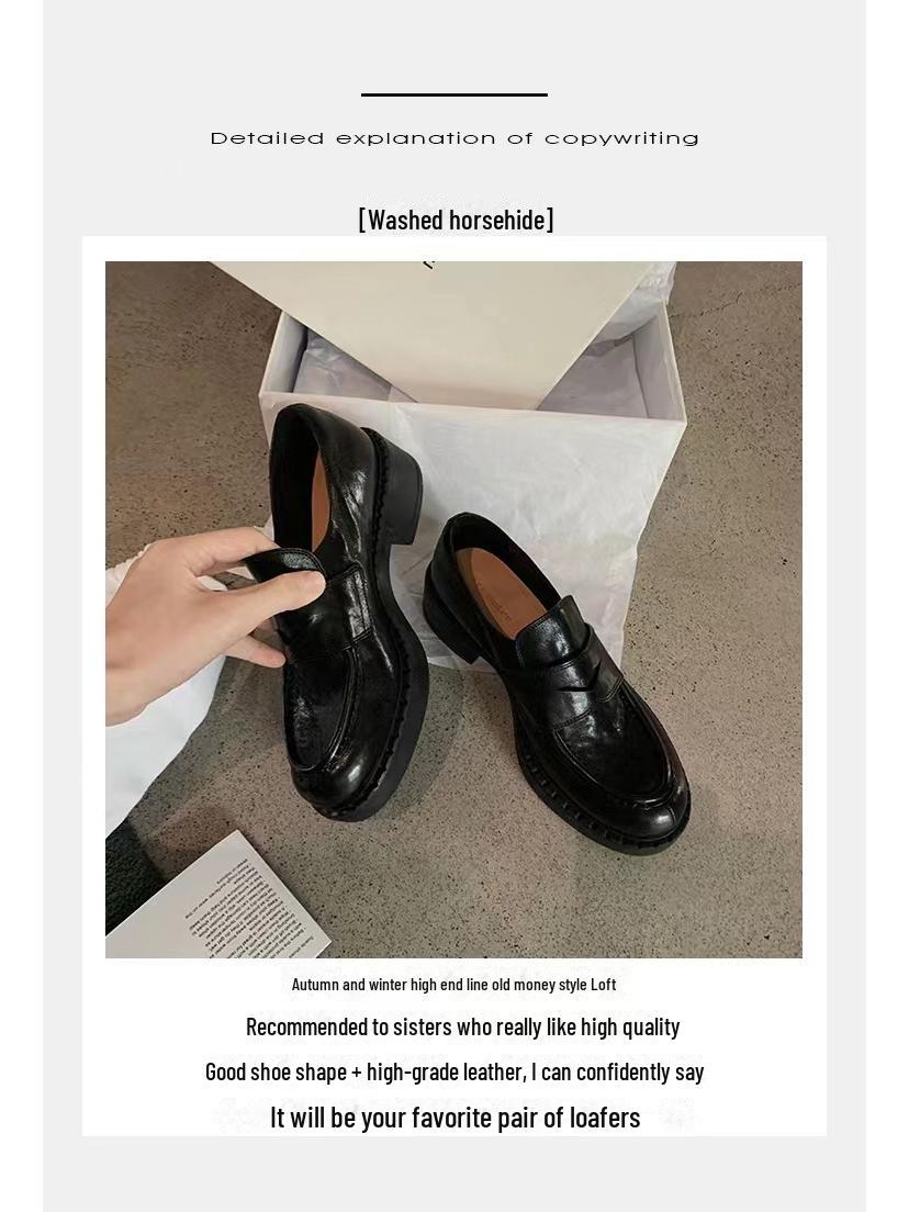 

Стиль Су Иньиня: Модернизированные женские мокасины - импортная кожа Fetal Water Horse, толстая подошва и каблук 37