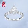 Luxury Elegant S925 Silver VVS Marquise Brilliant Cut Surround Side Stone GRA Certified for All Occasions Wear Moissanite Ring
