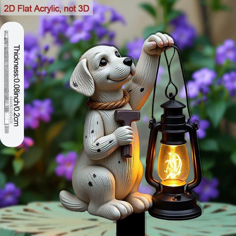 1pcs Dog Shaped Garden Floor Socket 2D Flat Effects Acrylic Material for Outdoor/flowerpot Decorat Lighting Up Cute Pet Lanterns