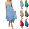 Women’s Sleeveless Drawstring Neck Off Shoulder Patchwork Pleated Bustier Maxi Dress with Flared Hem for Casual and Formal Wear