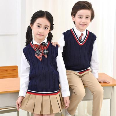 Kids' Cotton Knitted Sweater Vest for Boys & Girls - Autumn/Winter School Uniform