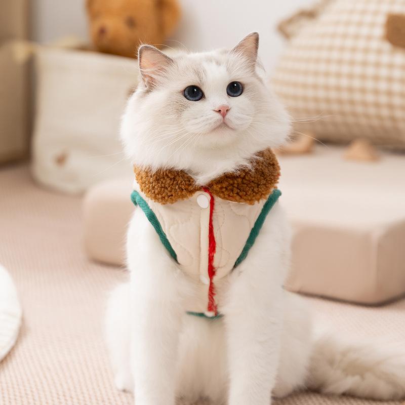 Puppy Can Be Towed Cotton-padded Cat Clothes Autumn and Winter Thickened Pet Cat Clothes