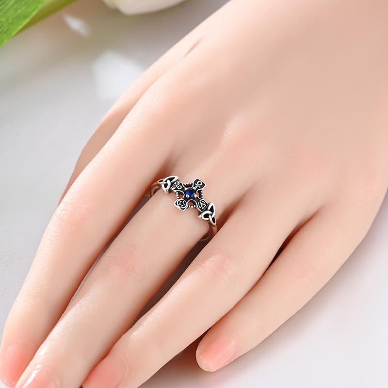 Copper Original White Zircon Celtic Knot Cross Ring Women'S Anniversary Gift Engagement Rings For Women Men Jewelry