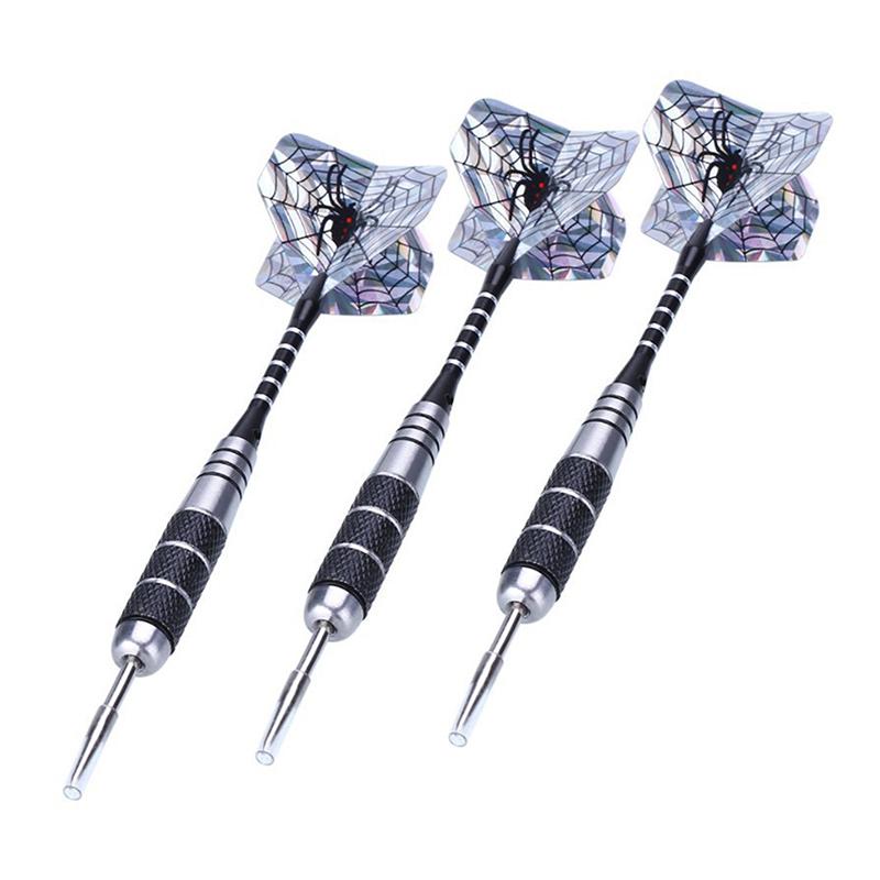 Set da 3 pezzi di dardi in metallo di alta qualità in ferro inossidabile 22G Allenamento da competizione Asta in alluminio nero Aletta laser Intrattenimento