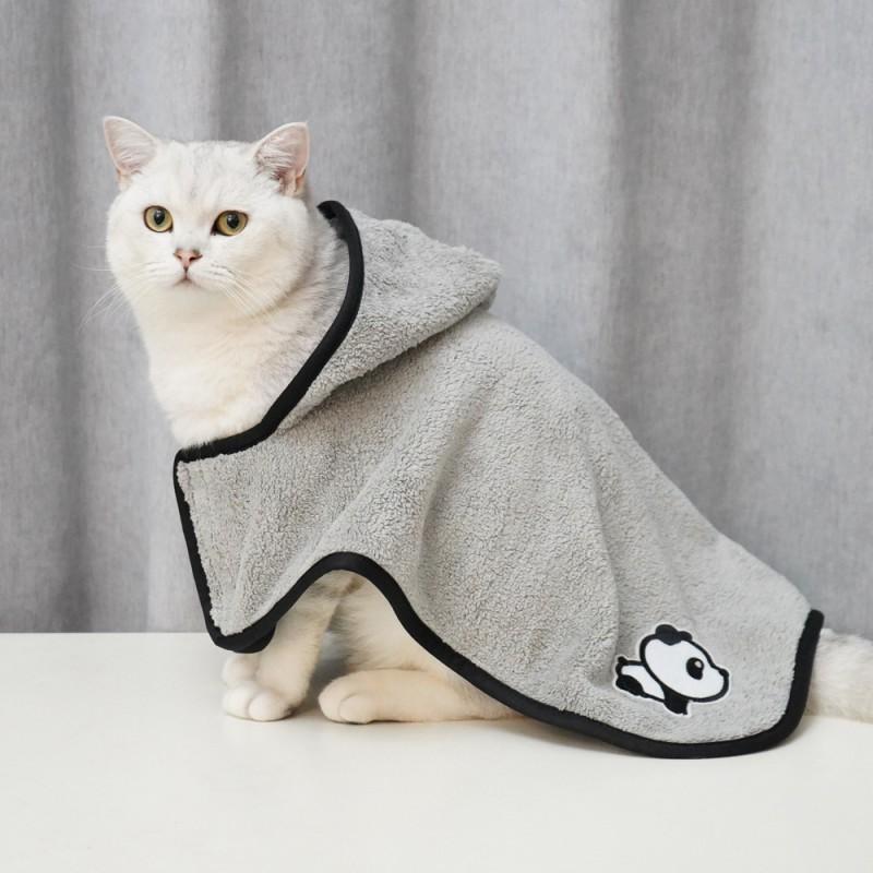 Soft Coral Fleece Cat Cape Hoodie Hairless Cats Warm Indoor Pet Robe Gray Yellow XS S M L XL