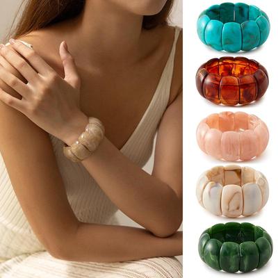 Farbverlauf Wellen Nudel Armband: Dopamin Mode Handgemachter Harzschmuck