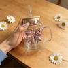 Premium Glass Tumblers With Ergonomic Handle And Straw Wooden Lid For Hot and Cold Drink Juice Coffee Tea Drinking Mug