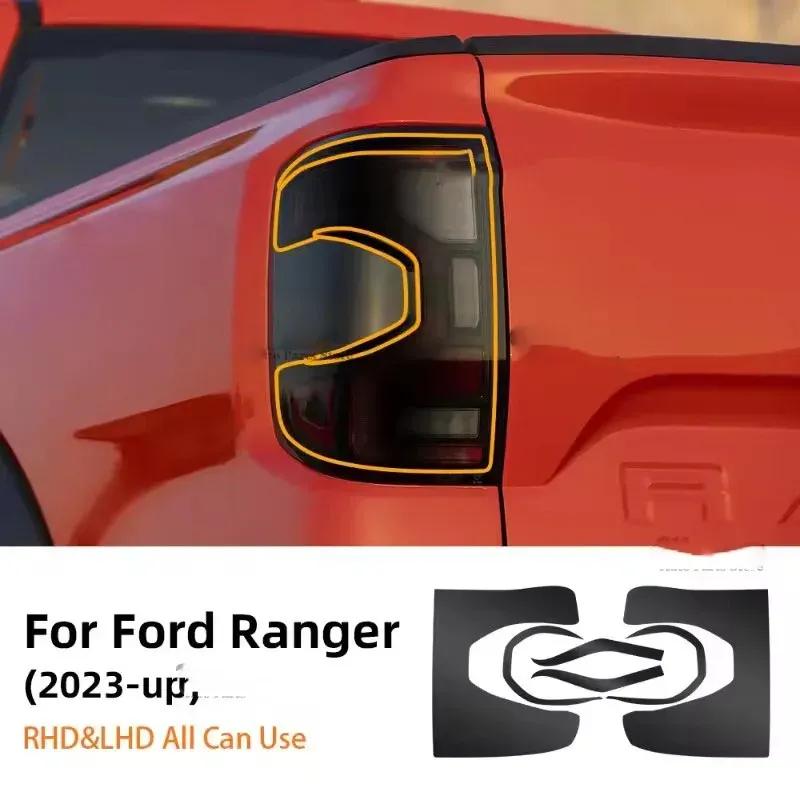 2Pcs Pre-Cut For Ford Ranger T9 2024 2025 2026 Car Clear Sticker Transparent Black Headlight Protective Film Accessories