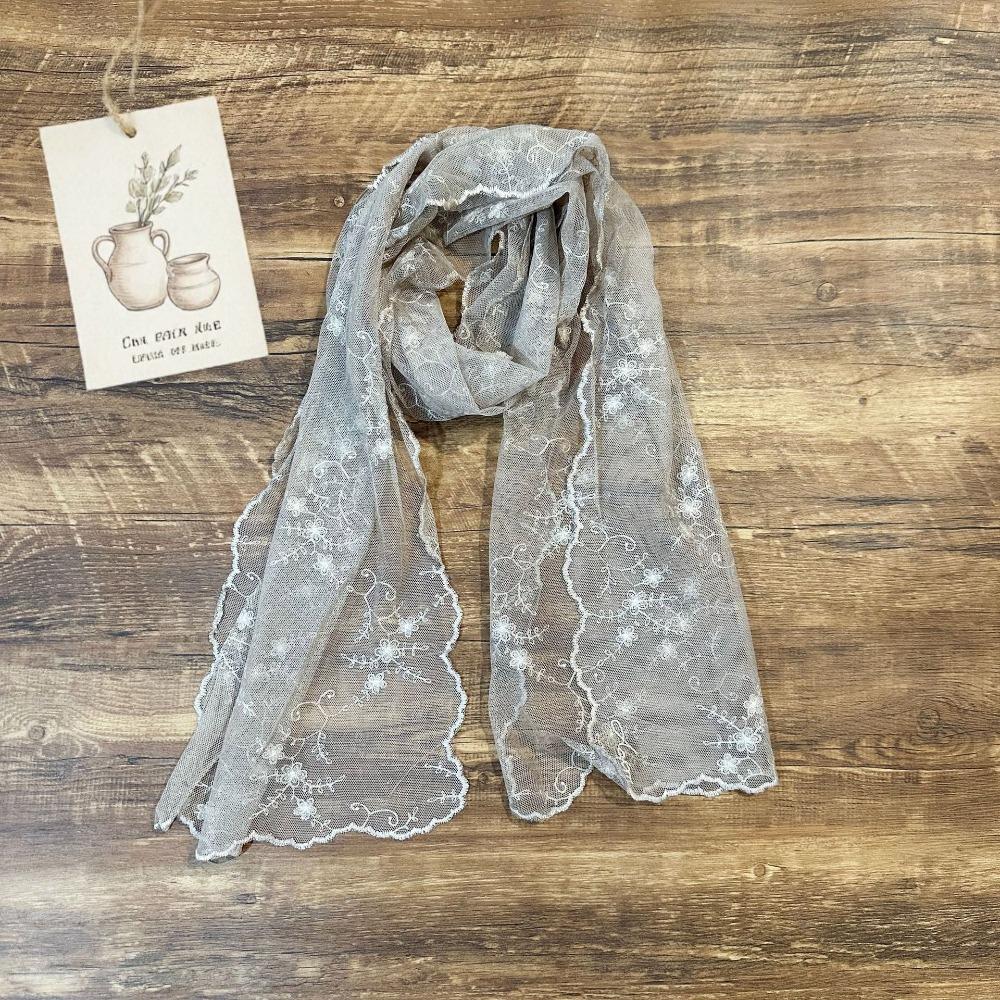 New Lace Embroidery Lace Scarf Korean Style Elegant Embroidery Scarf Literary Yarn Headscarf Elegant кофейный
