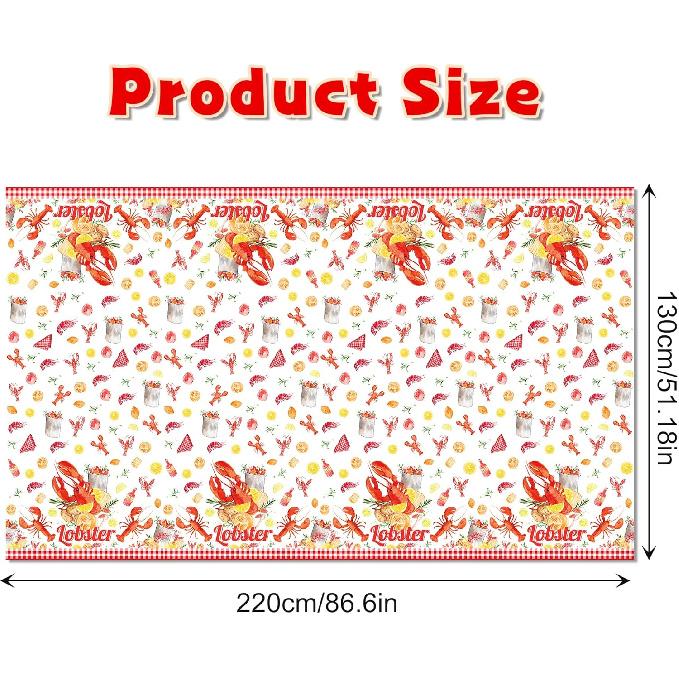2-Pack Crawfish Party Tablecloths | 87x54 Inch Lobster Birthday Table Covers Seafood Boil Party Supplies with Playful Crustacean Prints | Perfect for