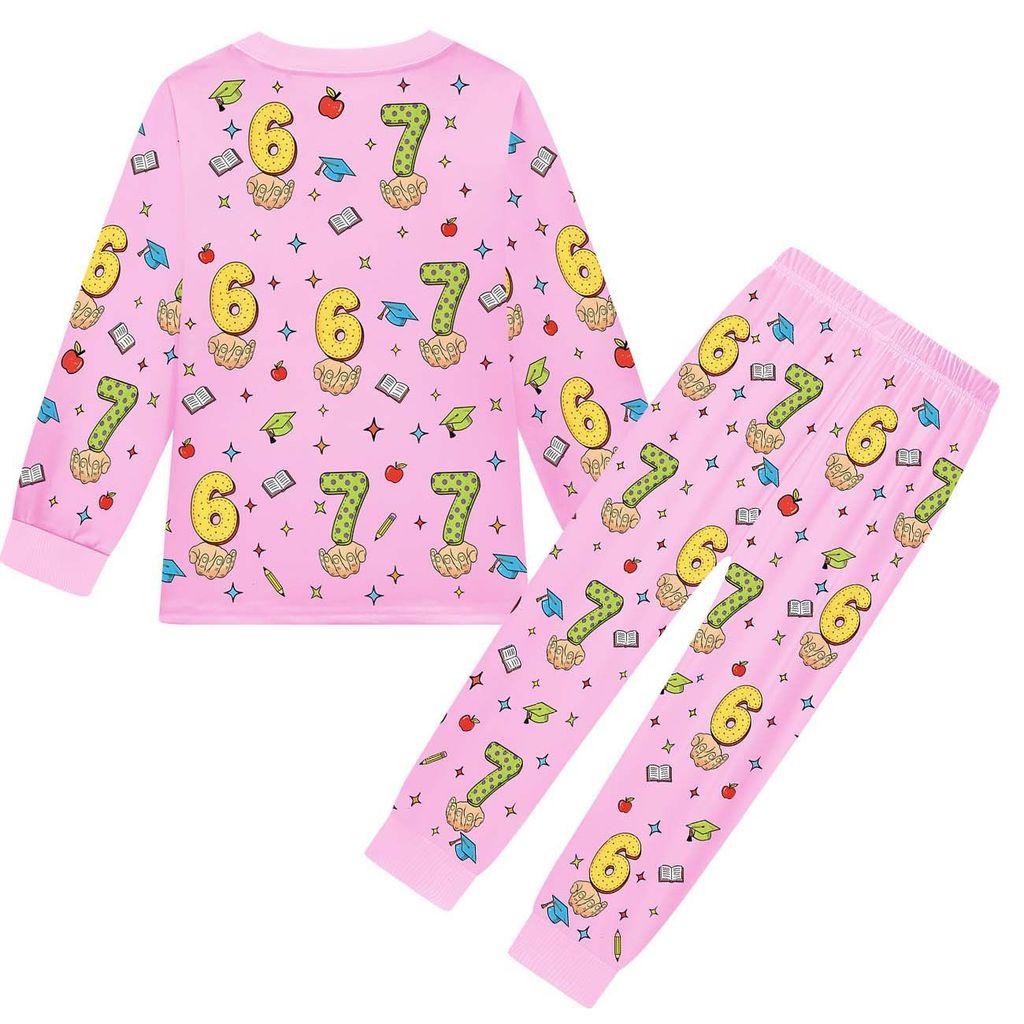 19699 Copii Băieți Fete Fura un Brainrot 67 Șase Șapte Imprimeu Mâneci Lungi Tricou Pantaloni Pijamale Seturi Haine de Dormit