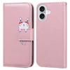 For iPhone 16 Case Cartoon Pattern Wallet Leather Phone Cover