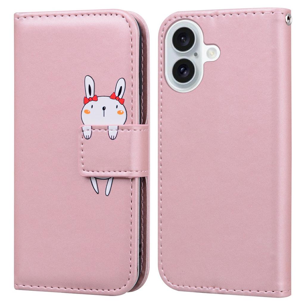 For iPhone 16 Case Cartoon Pattern Wallet Leather Phone Cover