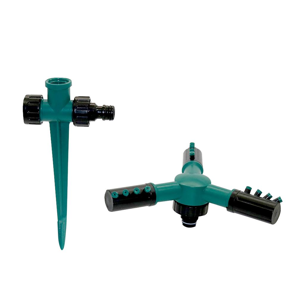 3-Arm 360 Degree Rotating Sprinkler and Spiked Holder Kit Automatic Rotary Nozzles Garden Lawn Plants Flowers Irrigation 1/10Pcs