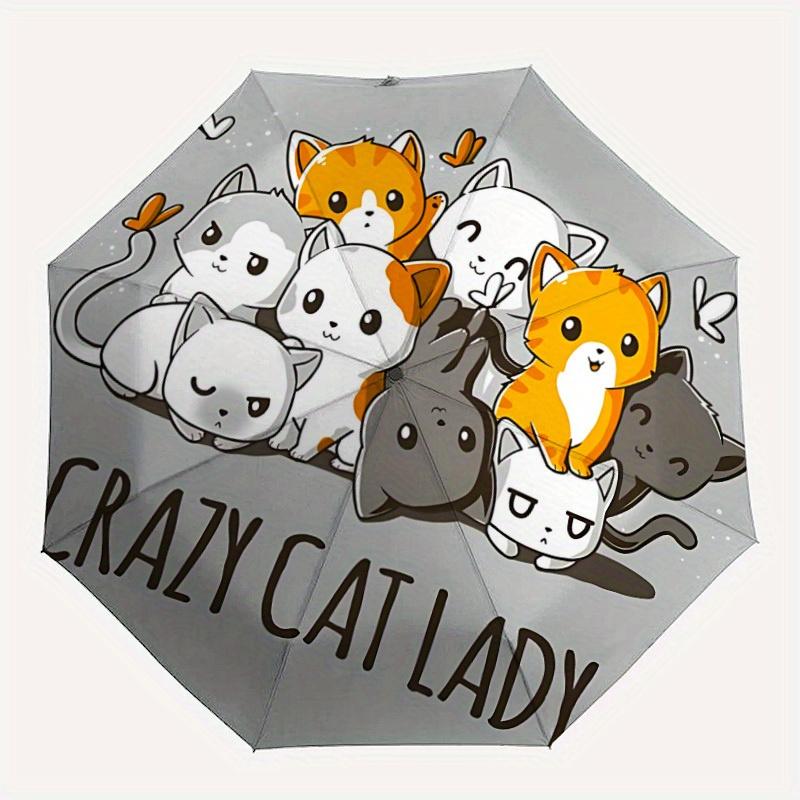 

1pc Cats Crazy Auto Open/close, All-Season Portable Folding Umbrella for Women & Men, Travel, Everyday, Formal Events - Compact Luxury Parasol, Outdoo