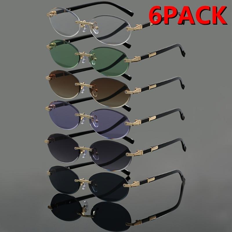6PACK Women's and Men's Y2K Fashion Frameless Oval Sexy Fashion Trendy Glasses Suitable for Graduation Season Wedding Season